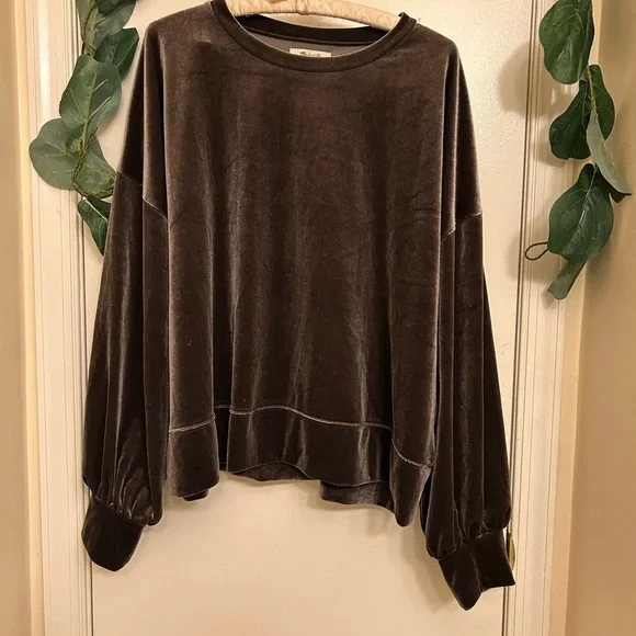 Madewell Women’s Sweater- Velvet Pullover-Long Sleeve-Brown XXL - Picture 5 of 13